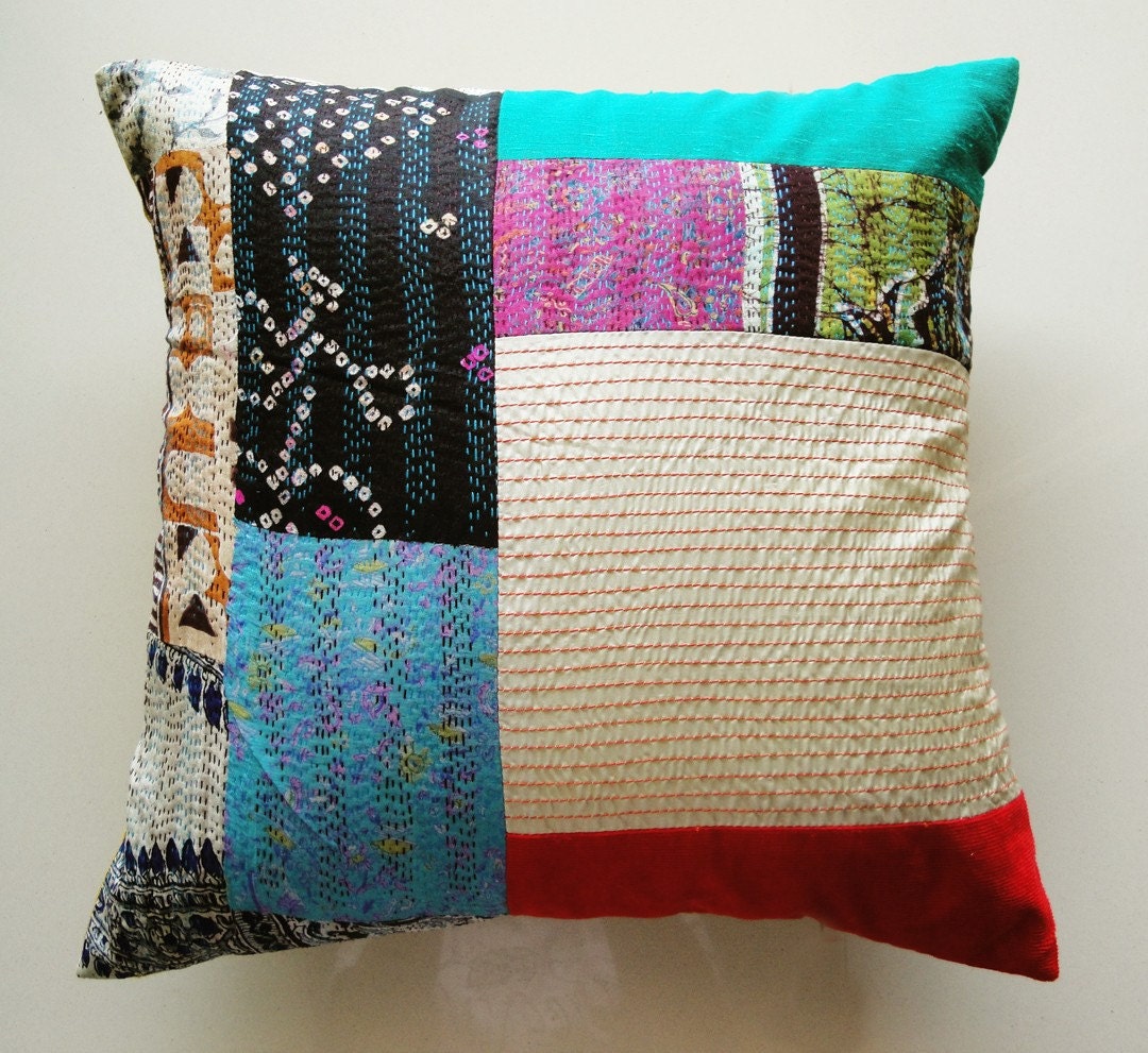 Kantha Silk Patchwork Cushion