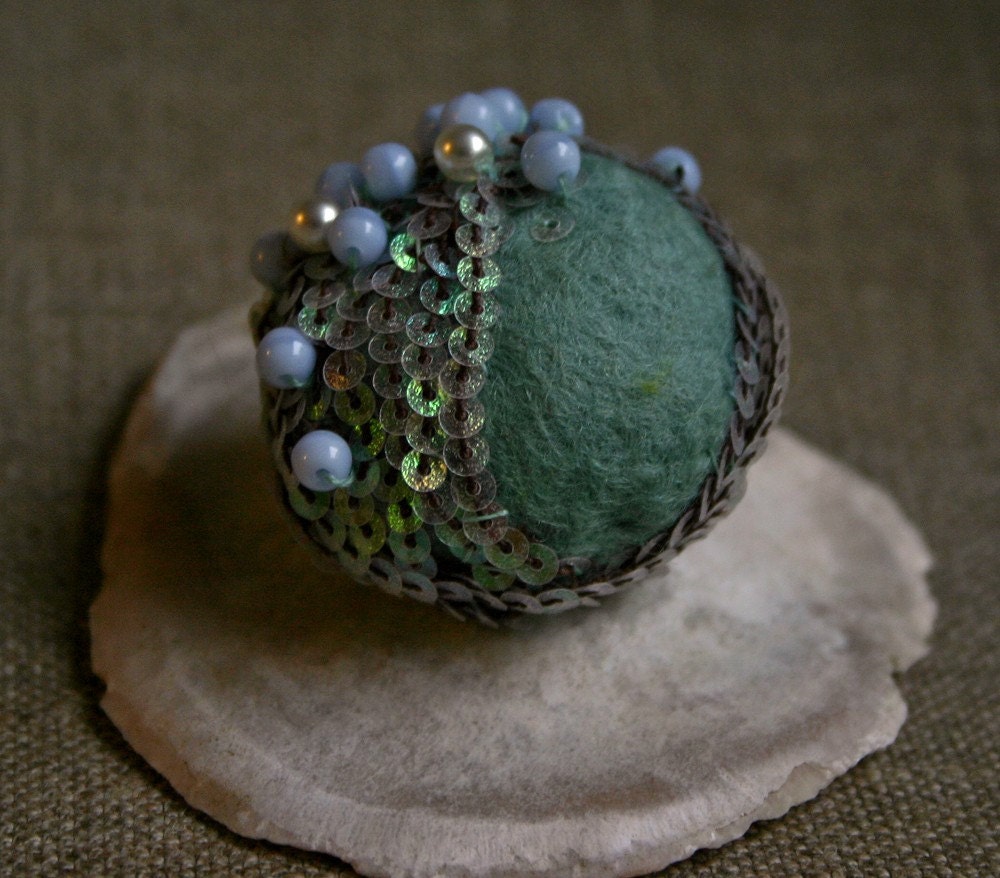 Seafoam, pearls and fish scales - A Mermaid Bauble Brooch