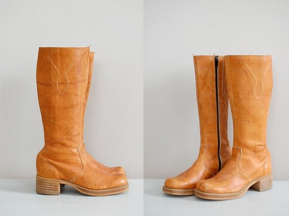 vintage 1970s Candied Pecan campus boots