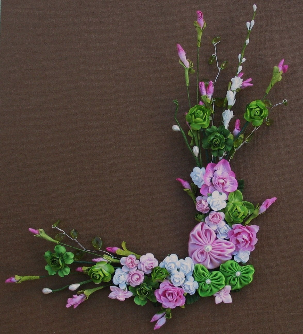 I Heart You Pink and Green Corner Bouquet for Scrapbooking