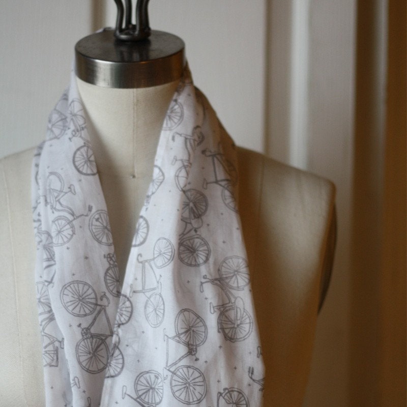 organic cotton scarf with little bikes