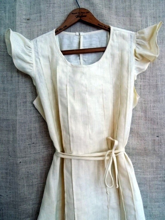 Country Fried French Quarter Boho Style Ruffle Dress or Pinafore in Cream Linen from down de bayou fits all s m l xl plus