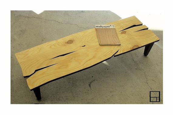 MSTRF / AD Rustic - 60 x 18 Abstract Modern Rustic Low CONSOLE/Bench with Natural Finish - Solid Poplar Tapered Legs
