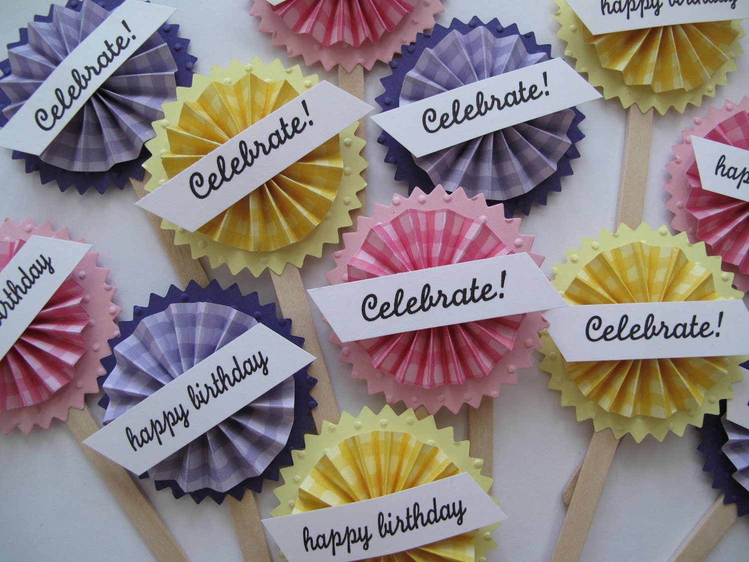 Birthday rosette cupcake toppers