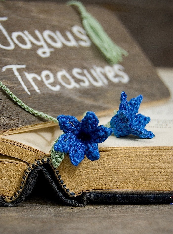 Handmade Crochet Bookmark Bluebell Flowers