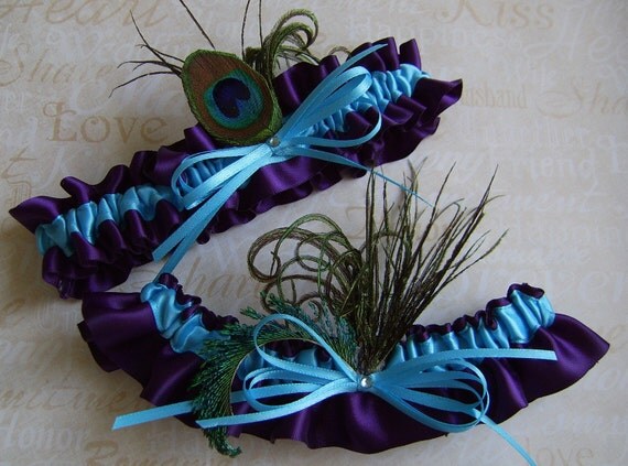 Just lovely deep purple lapis and turquoise garter set embellished with 