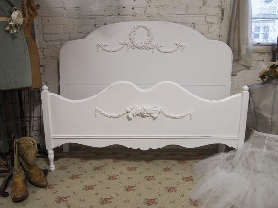 Vintage Painted Cottage Chic Shabby White Full Double Bed BD130