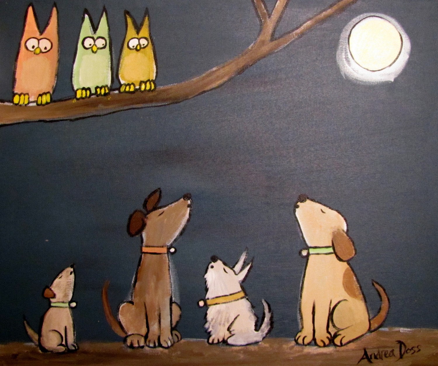 10 PERCENT OFF SALE Original 20 x 16 Howling at the Moon by Andrea Doss