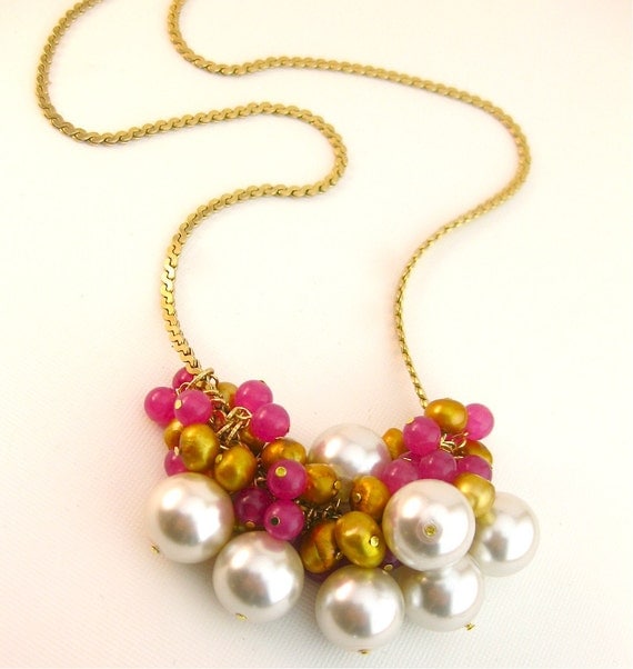 Candy Coated Cluster Necklace Reclaimed Jewelry