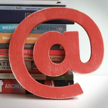 Retro Modern Wood Letters- "AT" symbol in red