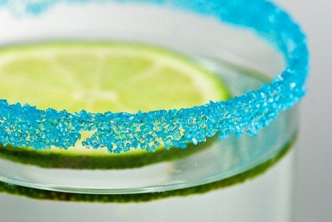 Sky blue cocktail rim sugar. Drink recipes, directions included. Toast fun with your cocktails, martinis and drinks