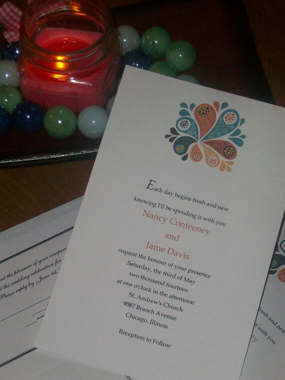 Perfect Paisley Wedding Invitation Set with Printed Envelopes