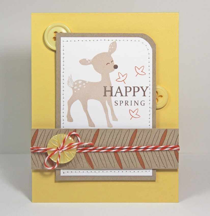 Cute fawn happy spring card