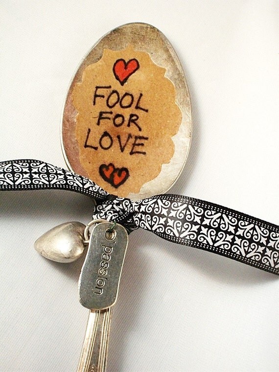 Vintage Silver Spoon Garden Marker Fool For Love