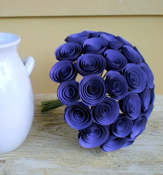 Romantic Violet Bouquet -- 35 Paper Flowers