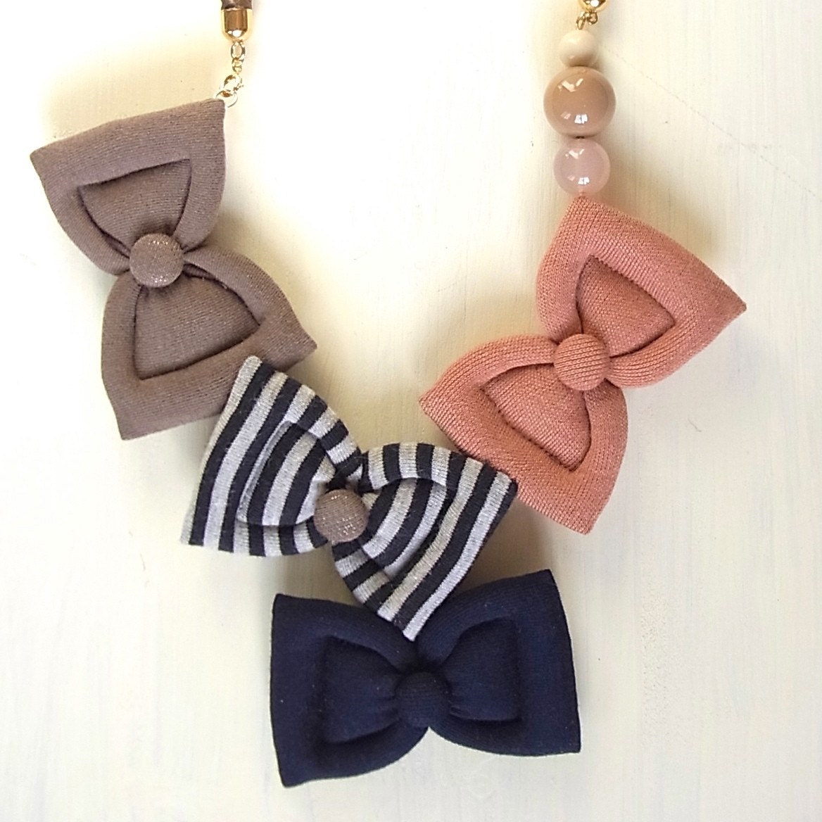 Fuwa Bow Necklace A with Brown Rope