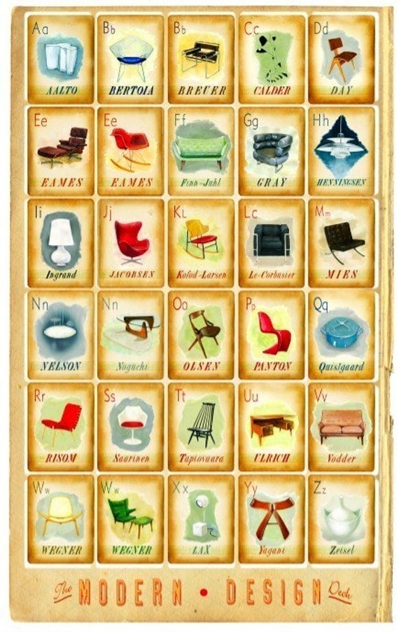 Modern Design Deck Poster - mid century icons