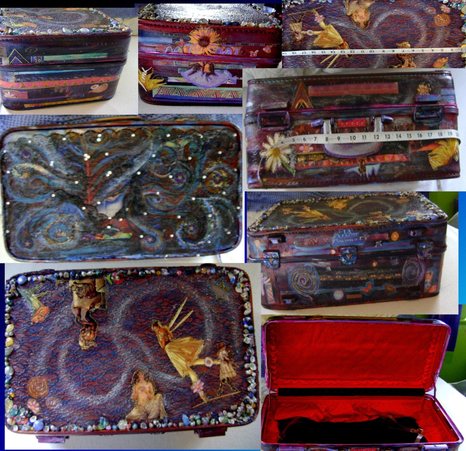 La Magick Continue Handpainted decoupage vintage suitcase