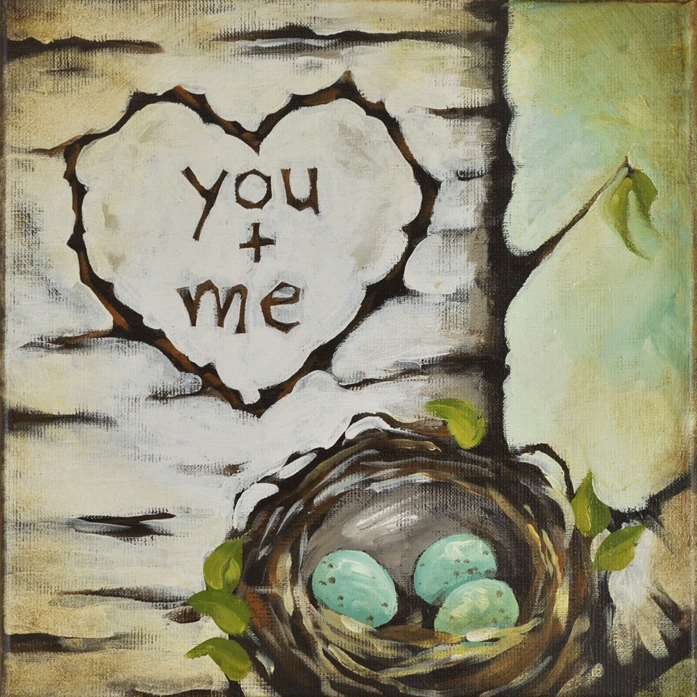 You and Me -  Love Nest Painting - Perfect for Anniversay, Husband or Baby
