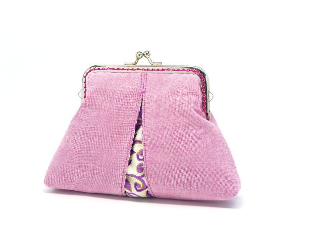 Lavender purple garden clutch purse