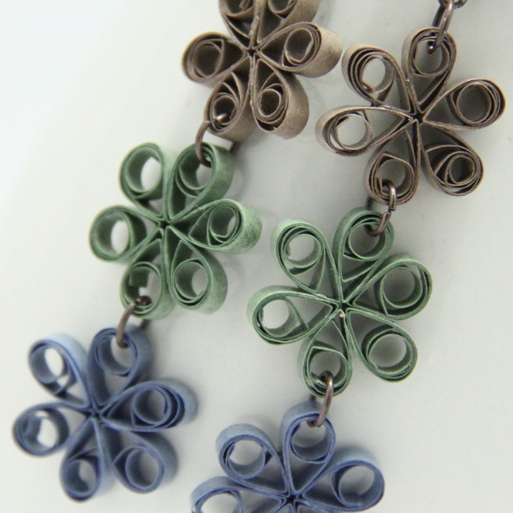 Flower Chain Paper Quilled Dangle Earrings