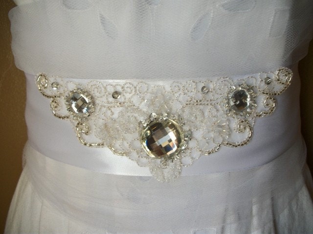 Dazzling White Crystal Bridal Sash