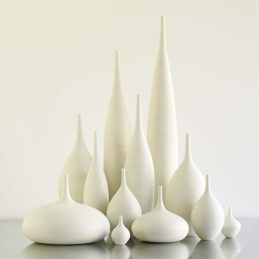 12 White Ceramic Modern Bottle Vases by Sara Paloma