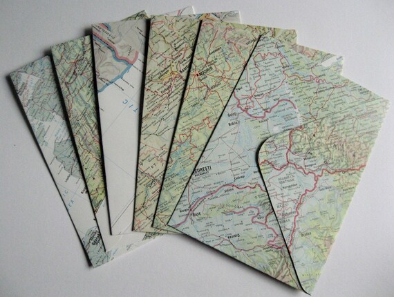 Handmade recycled Atlas Envelopes