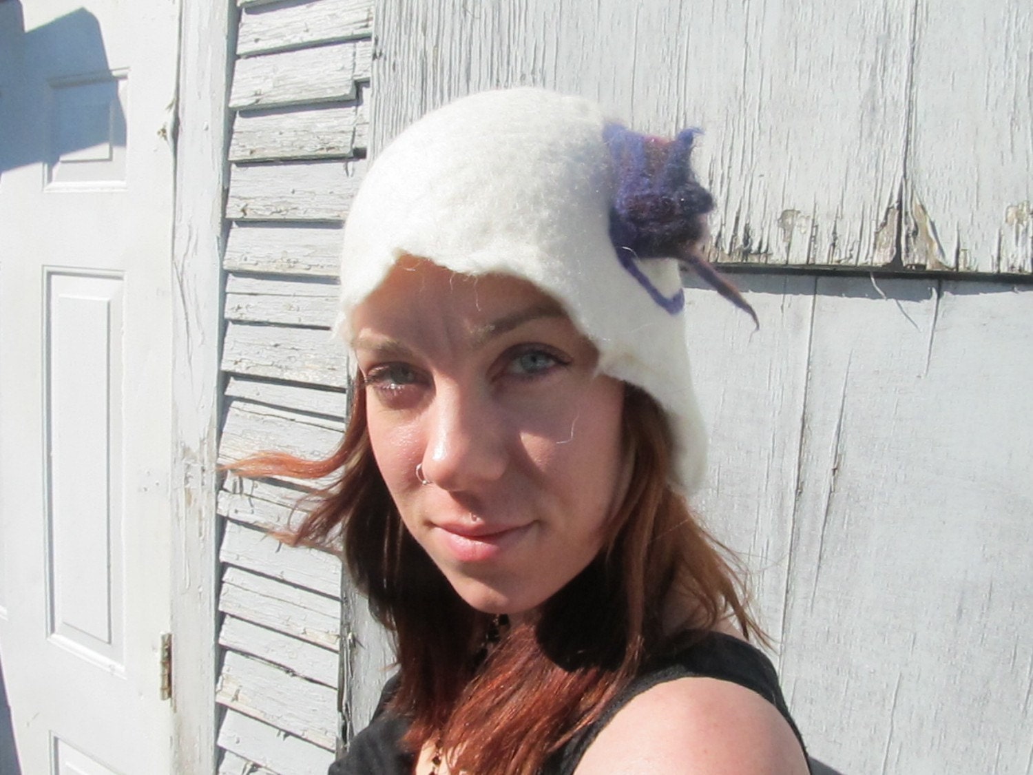Celtic Flower fairy Hand-Felted Alpaca fiber hat