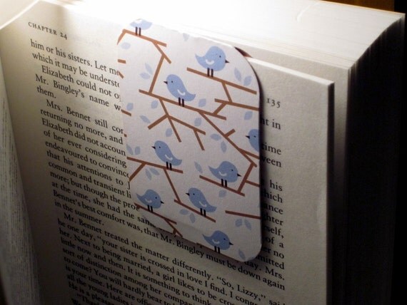 Magnetic Bookmark (Birds on a Branch) Blue