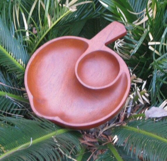 Vintage Hand Made Mahogany Serving  Bowl by Caribbean Hand Craft - Made in Haiti