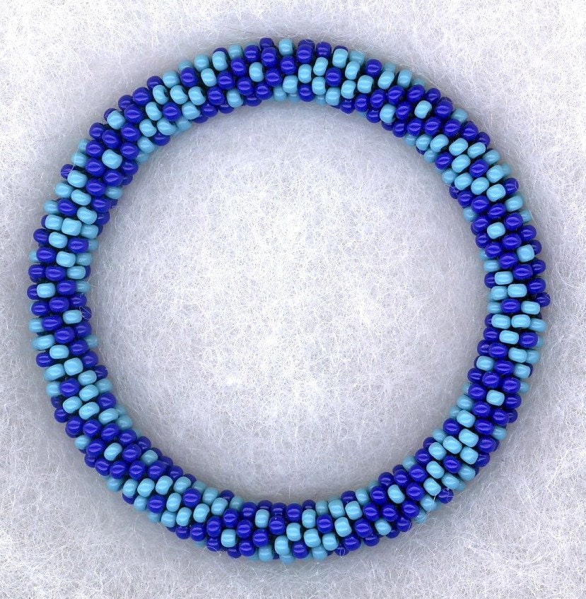 Aqua Blue Bead Crochet Bracelet