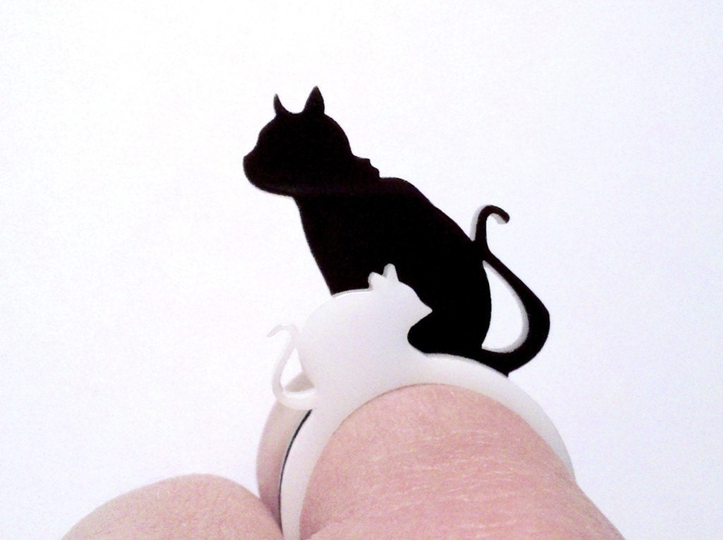 Katz und Maus - Lasercut Acrylic RingSet - Cat and Mouse