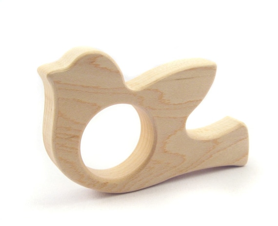 organic peace dove TEETHING TOY - safe all natural wooden bird fun for eco babies toddlers