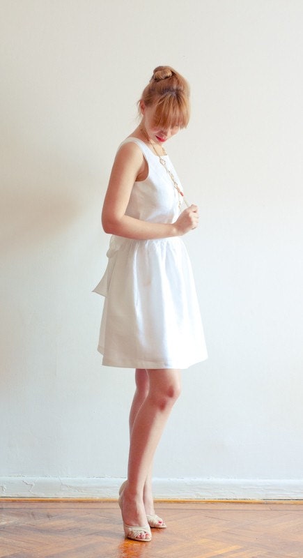 Low Back White Linen Dress with Pockets - Perfect Fit Guaranteed - Other Colors Available