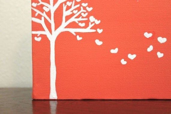Sweetheart Tree---Original Acrylic Painting on 6x6 "Cutie" Canvas