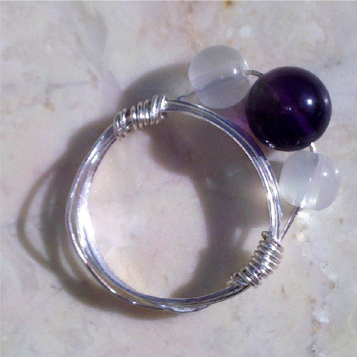 Amethyst and Whites Ring Size 7.5
