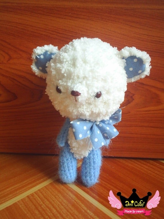 Sky - Cotton Candy Amigurumi bear by Ami Cafe' - READY TO SHIP