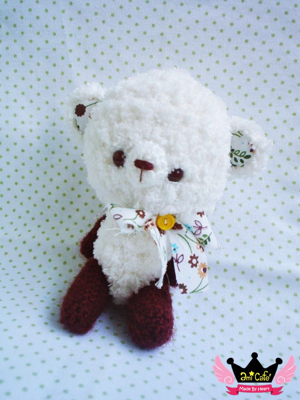 Brownie - Cotton Candy Amigurumi bear by Ami Cafe' - READY TO SHIP