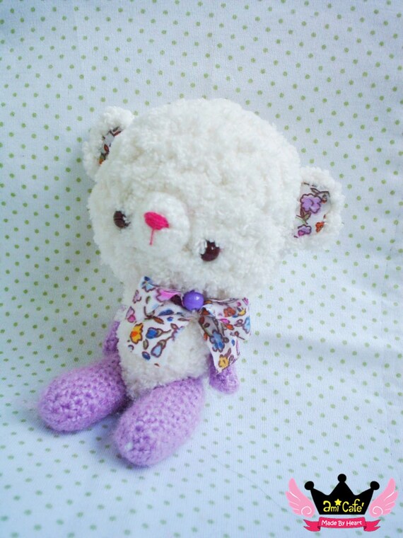 Violet - Cotton Candy Amigurumi bear by Ami Cafe' - READY TO SHIP