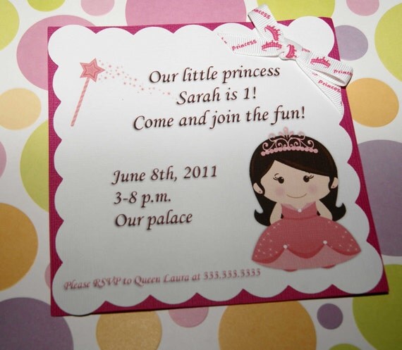Little Princess Personalized Birthday Invitation, Girl, Pink, Crown, Princess Party - Set of 12