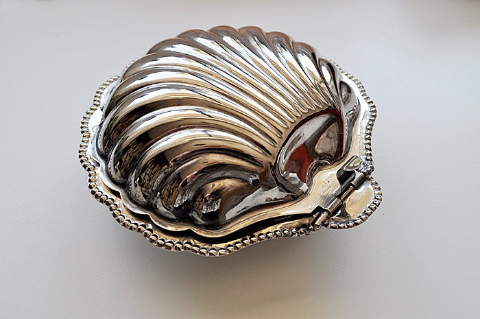 Vintage English Silver Clam Shell Butter Dish