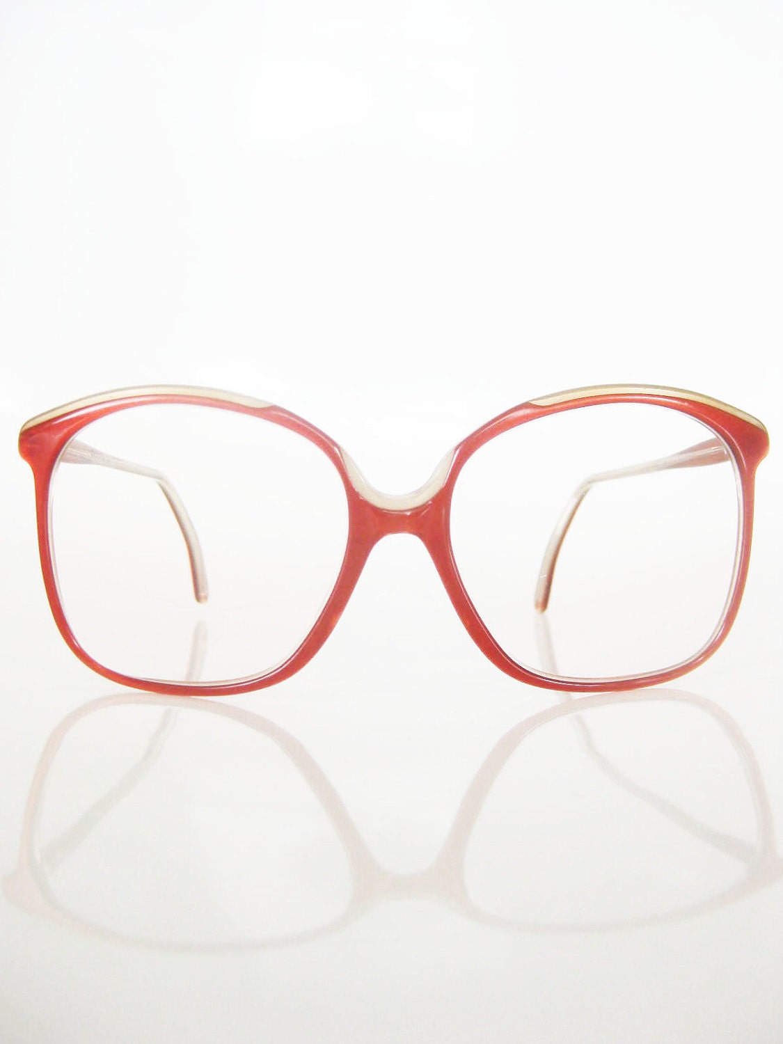 Vintage ITALIAN Oversized Optical Frames Eyeglasses Glasses Sunglasses 1970s 70s Seventies Indie HIPSTER Crimson