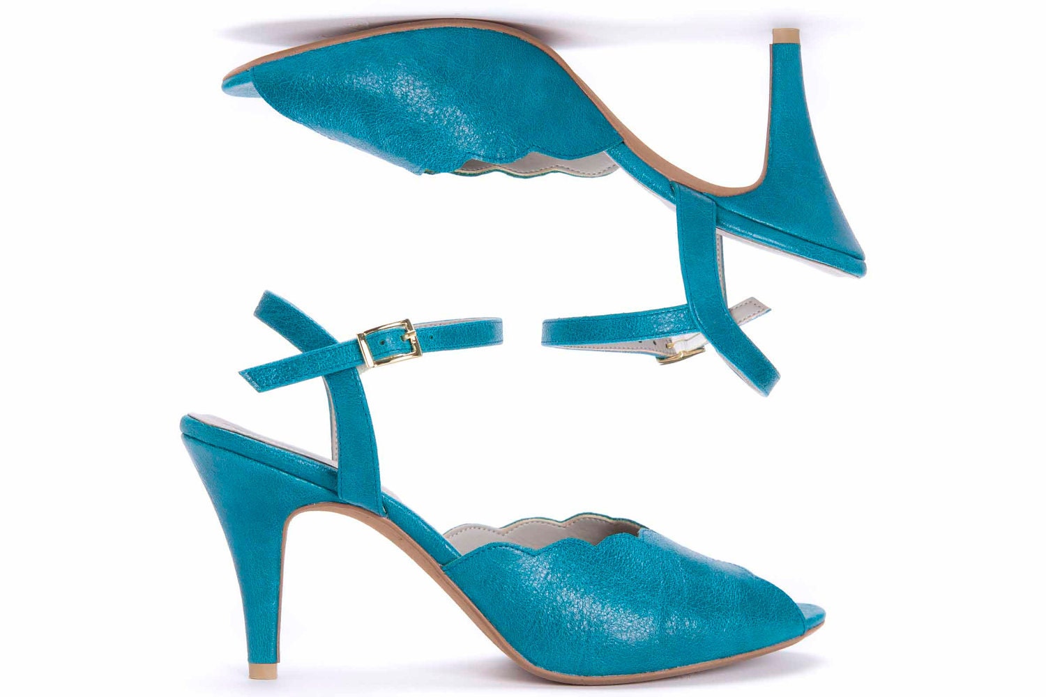 Roni Kantor Vintage inspired - ADINA high heel sandals - lagoon turquoise - FREE SHIPPING