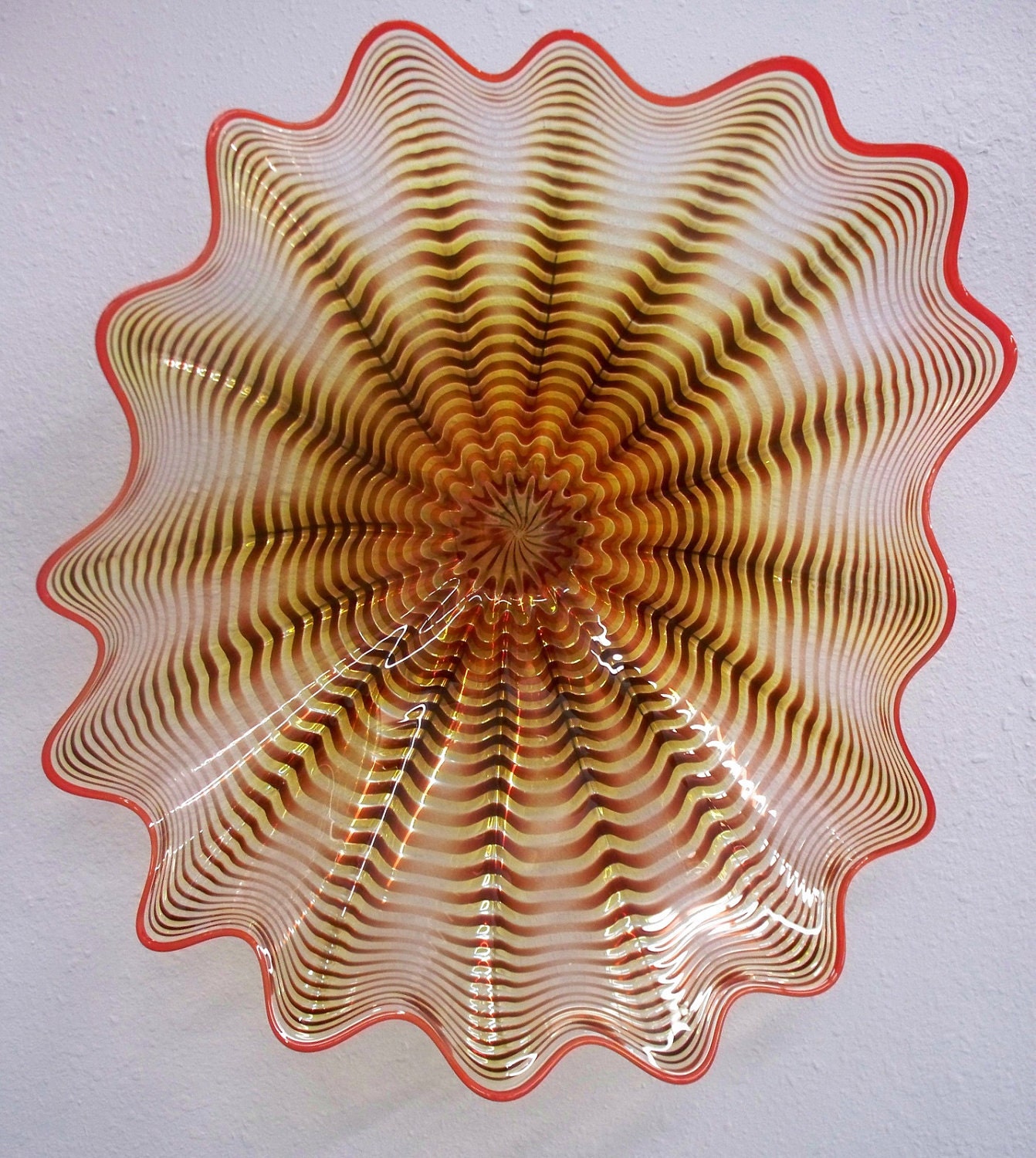 Beautiful Hand Blown Glass Art Wall Platter Spiral Wrap 1925