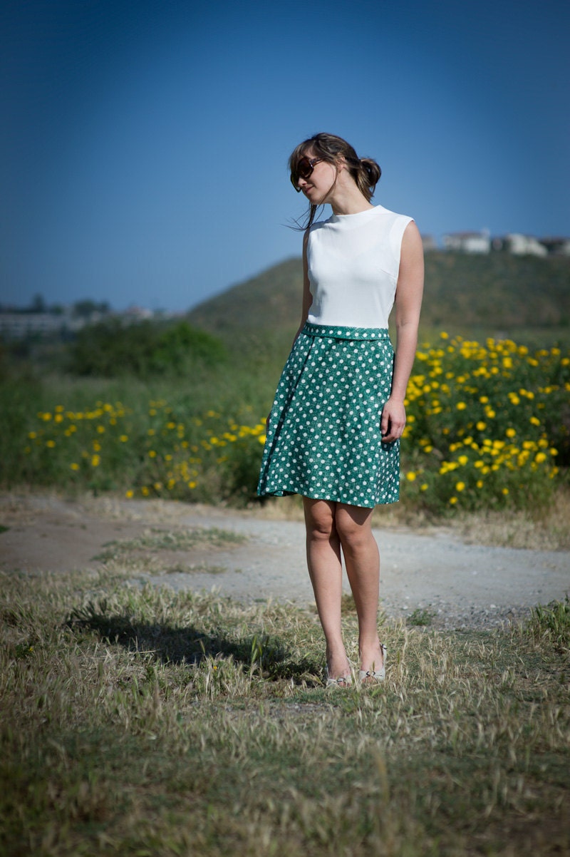 vintage 60s mini polka dot skirt dress- s