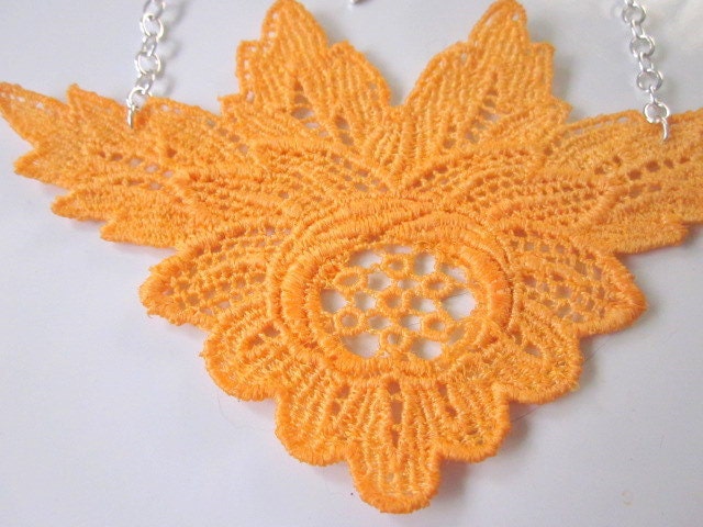 Hand Dyed Applique Neck.Lace in Goldenrod