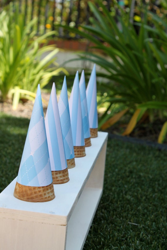 RESERVED FOR ThielCollarM - Blue Striped Ice Cream Cone Wrappers (Set of 24)
