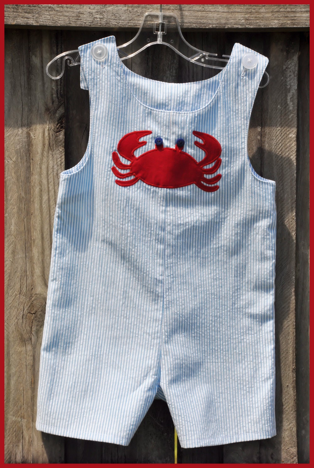 Boys Crab Seersucker Jon Jon Shortall Beach Summer Vacation Holiday Boutique Custom Maddie Kate