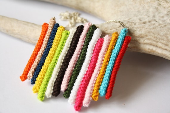 striped - handmade colorful crochet line necklace